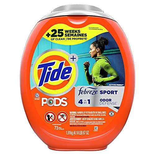 Tide PODS 4 in 1 Febreze Sport Odor Defense, Laundry Detergent Soap PODS, High Efficiency (HE), 73 Count