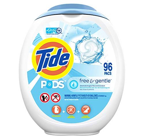 Tide PODS Free and Gentle, Laundry Detergent Soap PODS, HE, 96 Count - Unscented and Hypoallergenic for Sensitive Skin, Free...