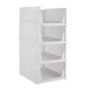 TINANA Stackable Plastic Storage Basket 4 Pack, Drawer Shelf Storage Container, Foldable Closet Organizers and Storage Bins for Wardrobe Cupboard...