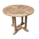 Titan Great Outdoors Grade A Teak 35in Round Dining Table, Indoor Outdoor Solid Wood Patio Furniture