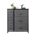 TKOOFN Wooden Top 4-Tier Dresser Storage Tower with 7 Easy Pull Fabric Drawers and Metal Frame