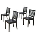 TMS Shaker Dining Indoor Wood Chair, Set of 4, Black