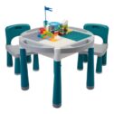 TOBBI 6-In-1 Kids Activity Table Set Plastic Table and 2 Chairs Set Play Block Table W/ 71 Pcs Compatible Big...