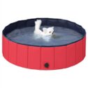 Topeakmart Foldable PVC Pet Swimming Pool Dogs/Cats/Kids Bath Tub, Red, M