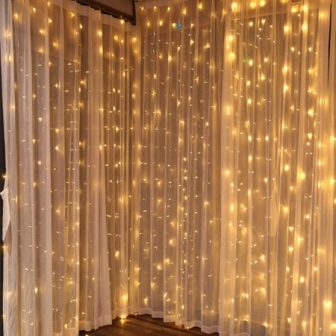 TORCHSTAR 9.8ft x 9.8ft LED Curtain Lights, Starry Christmas String Light, Icicle...