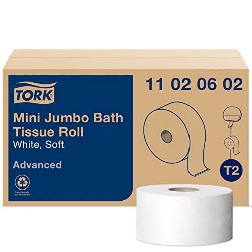 Tork Mini Jumbo Bath Tissue Roll - Toilet Paper Towels with Advanced Soft Quality, Compatible with T2 Tork Dispenser, 12...