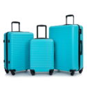 Travelhouse 3 Piece Luggage Set Hardshell Lightweight Suitcase with TSA Lock Spinner Wheels 20in24in28in.(Light Blue)