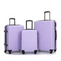 Travelhouse 3 Piece Luggage Set Hardshell Lightweight Suitcase with TSA Lock Spinner Wheels.(Light Purple)