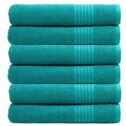 Trident Safe 6-PieceSuper Soft, Cotton Rich, Highly Absorbent, Quick-Dry, Easy Care Solid Print CottonBath Towels, Navigate