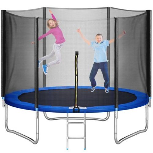 TRIPLE TREE 10 FT Trampoline with Safe Enclosure Net, 661 lbs Capacity for 3-4 Kids, Outdoor Fitness Trampoline with Waterproof...
