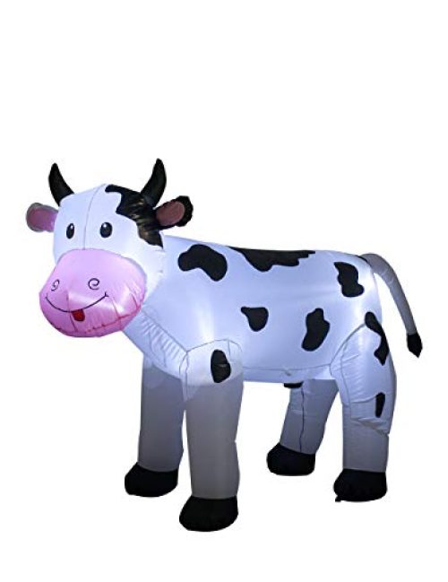 TRMESIA 6FT Christmas Inflatable Cow Decoration with LED Lights Indoor Outdoor Yard Lawn Cute Animal Spotted Milk Cow Holiday Blow...