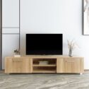 TV Stand for 70 Inch TV Stands, Media Console Entertainment Center Television Table, 2 Storage Cabinet with Open Shelves for...