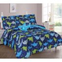 TWIN SHARK BLUE BOYS BEDDING SET, Beautiful Microfiber Comforter With Furry Friend and Sheet Set (6 Piece Kids Bed In...