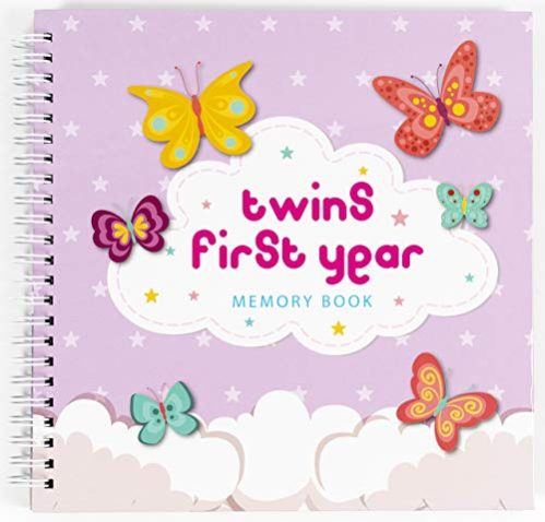 Twins Baby Items | First Year Hardcover Memory Book Clouds Edition | Newborn Babies 1st Year Journal and Milestones Photo...