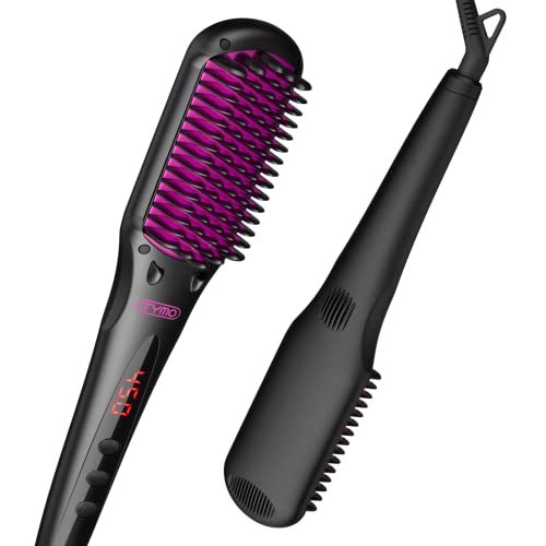 TYMO Ionic Hair Straightener Brush - Enhanced Ionic Straightening Brush with 16 Heat Levels for Frizz-Free Silky Hair, Anti-Scald &...