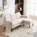 UBesGoo Convertible Sectional, Modern 3 Seats Couch with Reversible Chaise, L-Shaped Sofa with Modern Linen Fabric Beige