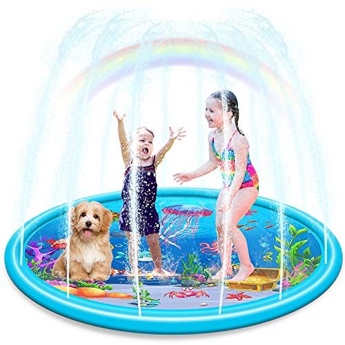 Ucradle Splash Pad, Durable 68” Large Sprinkler Play Mat for Kids Children Boys Girls Summer Outdoor Water Toys, Vivid Underwater...