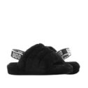 Ugg Women's Fluff Yeah Slide Black Sheepskin Sandal - 10 M