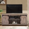 uhomepro Corner TV Stand, Modern Farmhouse Barn Door TV Stand for TV, Wooden Entertainment Center with Storage, Media Console Table,...