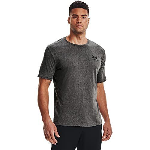 Under Armour Men's Sportstyle Left Chest Short Sleeve T-shirt , Charcoal Medium Heat (019)/Black , Large