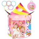 Unicorn Toys for 2 Year Old Girls, Princess Tent with Unicorn Ring Toss Game, Kids Castle Play Tent for Girls,...