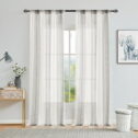 Uptown Home Gray White Stripe Sheer Window Curtain Panels for Living Room Farmhouse Yarn Dyed Linen Filtering Light Rod Pocket...