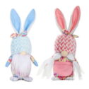 URMAGIC 2021 New Style Easter Cute Faceless Bunny Rabbit Ears Plush Doll Decorations Kid's Flannel Gifts Ornaments,Pink