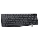 USB Wireless Keyboard - Full Size Computer Keyboard with Numeric Pad for PC Laptop Desktop Surface Chromebook MacBook - Black