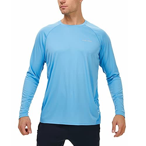 Valano Men’s Long Sleeve Shirts UPF 50+ Sun Protection SPF Lightweight Quick Dry T-Shirts Outdoor Hiking Running Fishing Blue