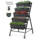 VIBESPARK 4Ft Vertical Raised Garden Beds with Wheels 5-Tiers Outdoor Garden Beds Elevated Planter Boxes Outside Herb Box 30 in×...