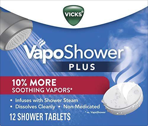 Vicks VapoShower Plus, Shower Bomb Tablets, Strong Soothing Non-Medicated Vapors Steam Aromatherapy with Eucalyptus and Menthol, Contains Essential Oils, 12...
