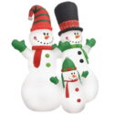 vidaXL Christmas Decoration Inflatable Snowman Family with LEDs Xmas Lighting