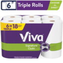 Viva Signature Cloth Paper Towels, Soft & Strong Like Cloth, Rinse & Reuse, 6 Triple Rolls