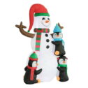 VIVOHOME 6ft Christmas Inflatable Snowman and Penguins with Colorful Rotating Led Lights