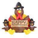 VIVOHOME 6ft Height Happy Thanksgiving Inflatable LED Lighted Turkey Family Blow up Outdoor Lawn Yard Decoration