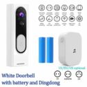 Vtin Wireless WIFI Remote Smart Doorbell Ring Camera Doorbell DingDong Machine 2.4GHz Video Camera Phone Intercom PIR Security White doorbell+2*18650...