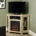 Walker Edison White Oak Corner Fireplace TV Stand for TVs up to 50