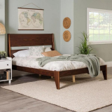 Walnut Queen Solid Wood Modern Platform Bed on Sale At The Home Depot