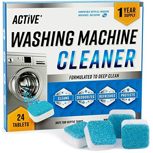 Washing Machine Cleaner Descaler 24 Pack - Deep Cleaning Tablets For HE Front Loader & Top Load Washer, Clean Inside...