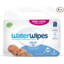 WaterWipes Biodegradable Original Baby Wipes, 99.9% Water Based Wipes, Unscented & Hypoallergenic for Sensitive Skin, 240 Count (4 packs), Packaging May...