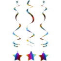 Way to Celebrate Rainbow Colored Party Foil Star Dizzy Danglers, 3 Ct, 26