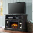 Whalen Furniture Barston Media Fireplace TV Stand for TVs up to 55”, Dark Pine Finish