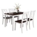 White Dining Table Set for 4, Modern 5 Piece Dining Room Table Sets with Chairs, Heavy Duty Wooden Rectangular, for...