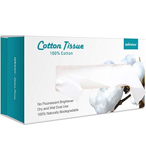 Winner Facial Cotton Tissue, 100% Soft Dry Wipes, Dry and Wet Use, Pure Cotton Wipe, Cleansing Face Towels for Sensitive...