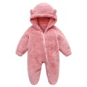 Winter Baby Clothes Warm Fleece Thick Onesie Ear Hooded Jumpsuits Newborn Boys Girls Romper Kids Coats Jackets