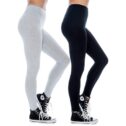 Women & Plus Soft Cotton Active Stretch Ankle Length Lightweight Leggings : 2PK-Black/H Grey (Ankle Length), M