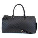 Women's Chevron Pattern Large Leather Weekender Duffel Bag with Gold Hardware and Satin Interior - Big 22
