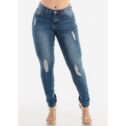 Womens Cute Trendy Discount Stretchy Classic Mid Rise Solid and Distressed Skinny Jeans on Sale