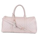 Women's Quilted Leather Weekender Travel Duffel Bag With Rose Gold Hardware - Large 22