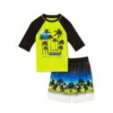 Wonder Nation Boys' Short Sleeve Rash Guard and Swim Trunks Set, 2 Piece, Sizes 4-18 & Husky